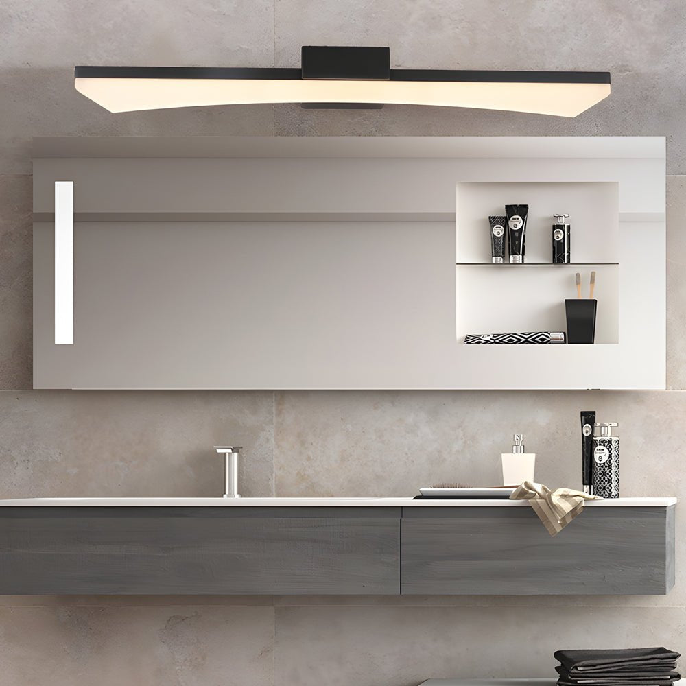 Curved Linear LED Vanity Light Bar — Steel & Acrylic, 8W/12W/16W, Matte Black or White
