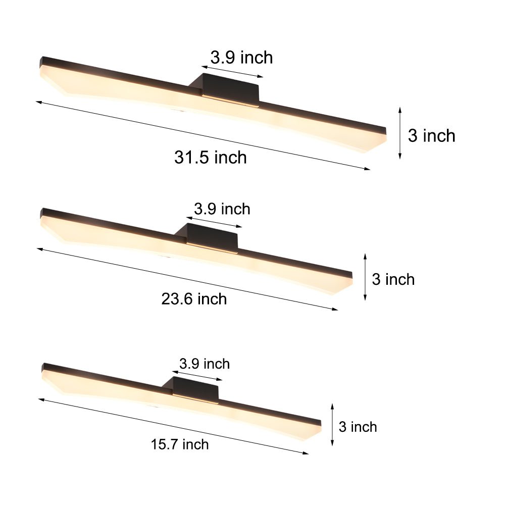 Curved Linear LED Vanity Light Bar — Steel & Acrylic, 8W/12W/16W, Matte Black or White