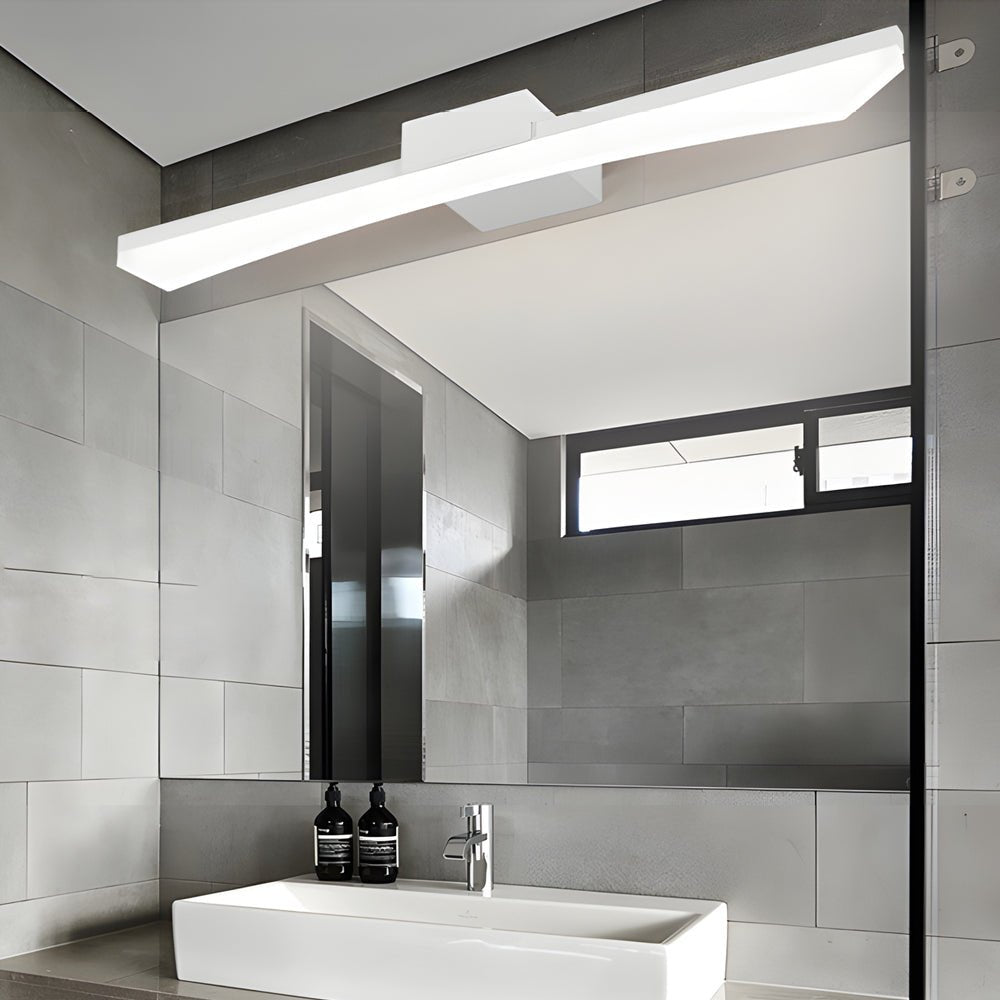 Curved Linear LED Vanity Light Bar — Steel & Acrylic, 8W/12W/16W, Matte Black or White