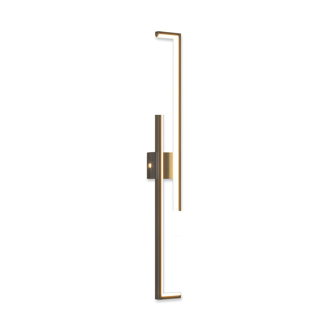 Minimalist Long Bar Wall Sconce — Iron and Acrylic, LED, 3-Step Dimming, Black or Gold, 23.6"–47.2"