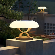 Modern Arc Column Pillar Light — Stainless Steel, PE Shade, LED 3000K, IP65, Solar / Hardwired