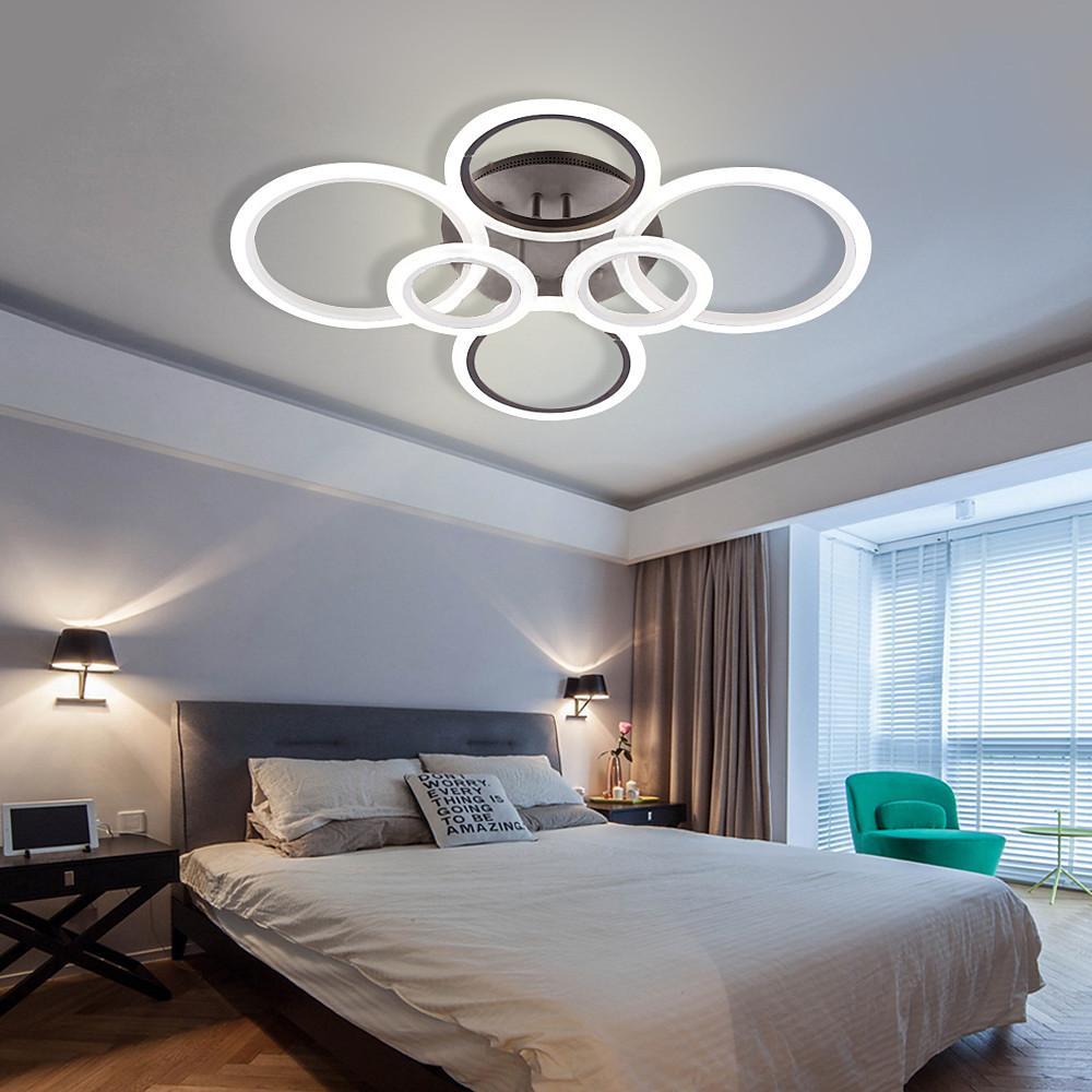 Tiered Circles Flush-Mount Ceiling Light — Aluminum & Acrylic, 2800K–7000K, 4-Light / 6-Light / 8-Light