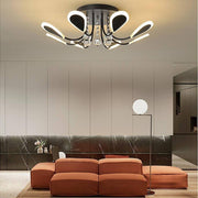 Contemporary 8-Light Crystal Flush Mount — Metal and Acrylic, Integrated LED, Dimmable, 3000K–6000K, 23"