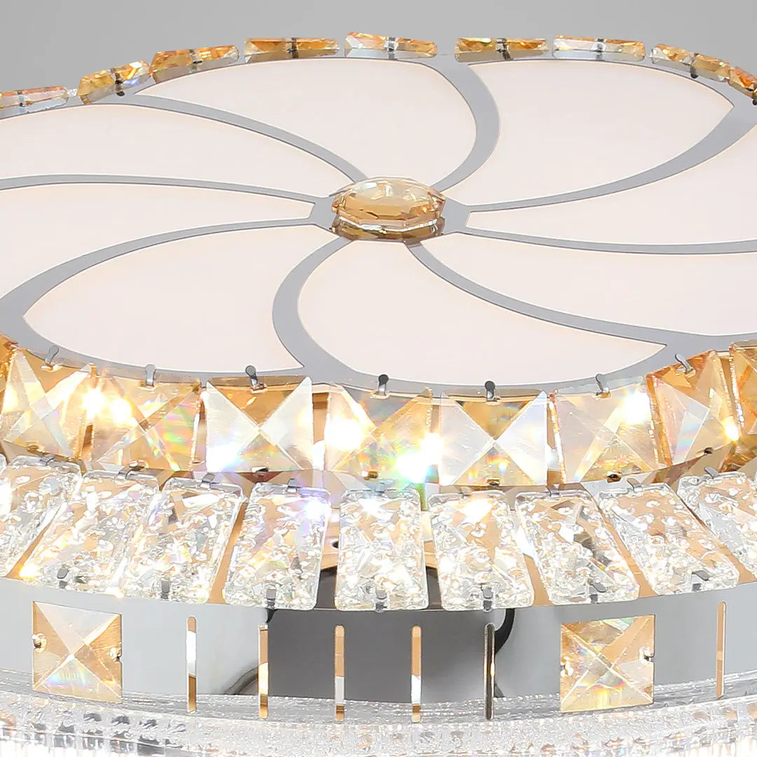 Gold 4-Blade Ceiling Fan with Crystal Light Design and Invisible Lamp Luxe