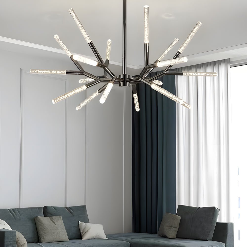 Postmodern Minimalist Chandelier Lamp with Unique Acrylic Branches and LED Lines