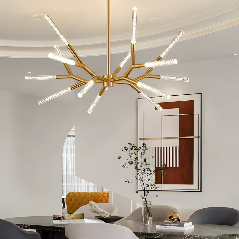 Postmodern Minimalist Chandelier Lamp with Unique Acrylic Branches and LED Lines