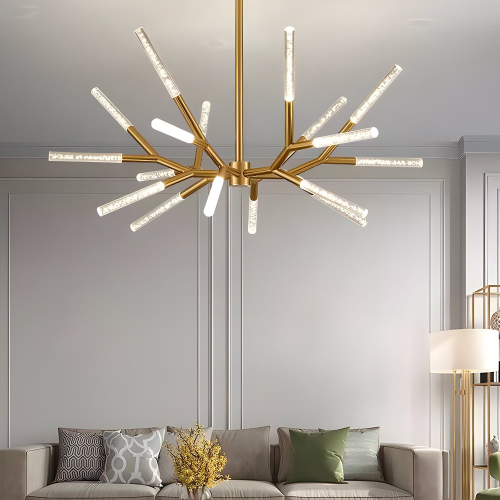 Postmodern Minimalist Chandelier Lamp with Unique Acrylic Branches and LED Lines