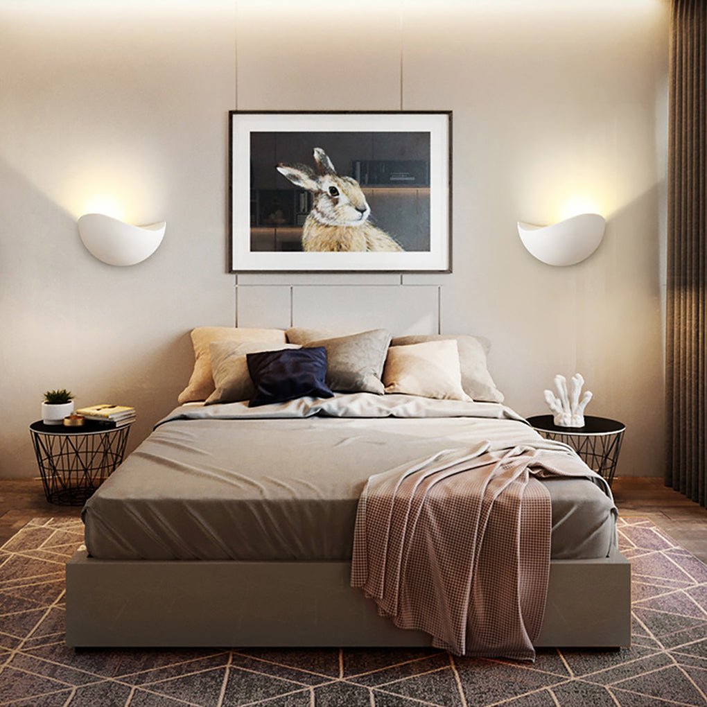 Minimalist Geometric Uplight Wall Sconce — Frosted Glass, LED, Warm & White Light, Indoor/Outdoor