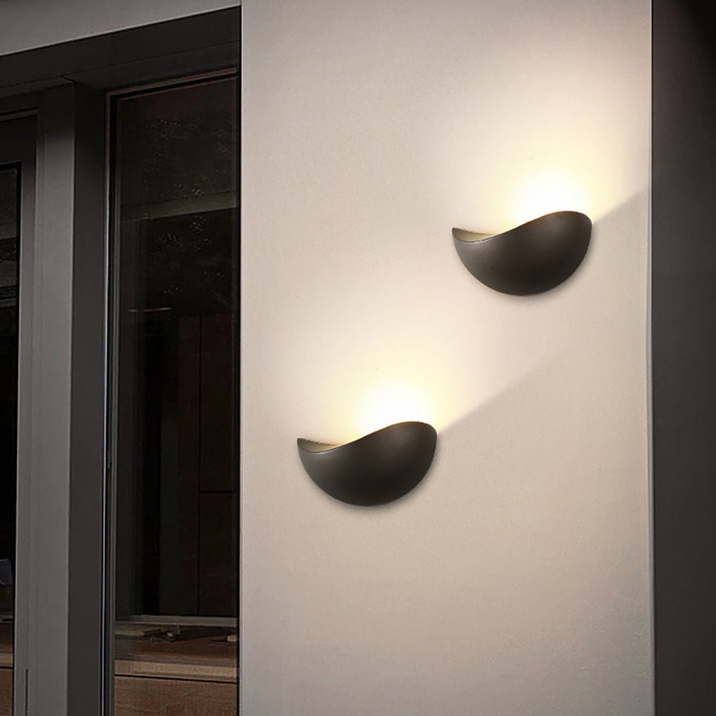 Minimalist Geometric Uplight Wall Sconce — Frosted Glass, LED, Warm & White Light, Indoor/Outdoor
