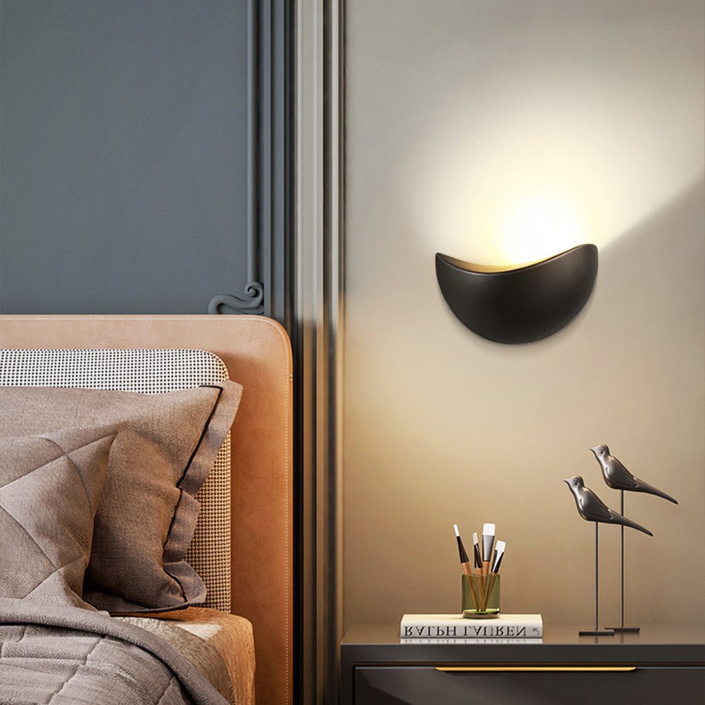 Minimalist Geometric Uplight Wall Sconce — Frosted Glass, LED, Warm & White Light, Indoor/Outdoor