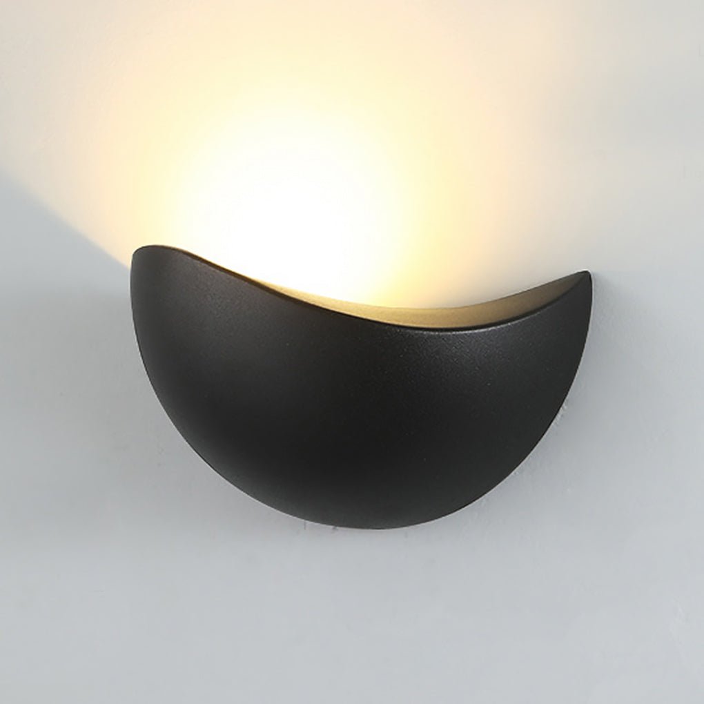 Minimalist Geometric Uplight Wall Sconce — Frosted Glass, LED, Warm & White Light, Indoor/Outdoor