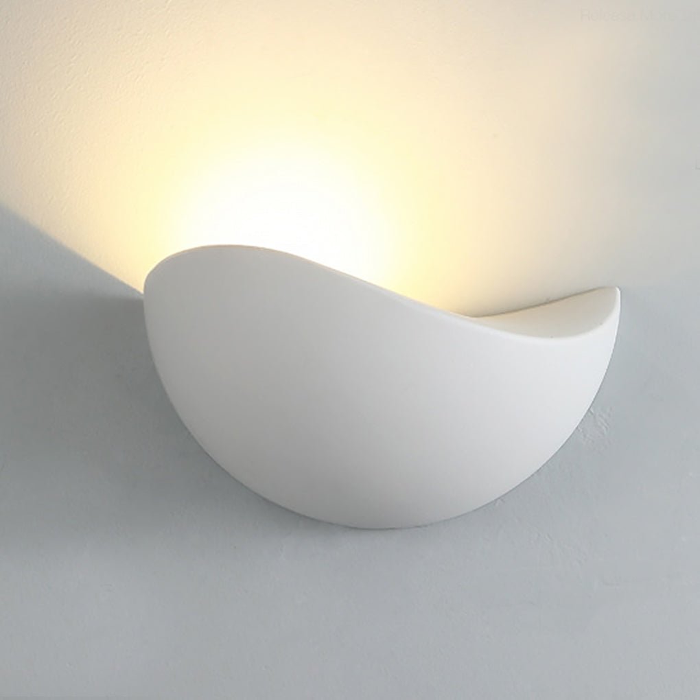 Minimalist Geometric Uplight Wall Sconce — Frosted Glass, LED, Warm & White Light, Indoor/Outdoor