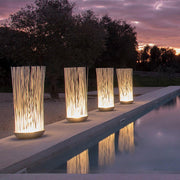 Artificial Grass-Top Outdoor Floor Lamp — Stainless Steel & Acrylic, LED, IP54, Warm White 3000K, Hardwired