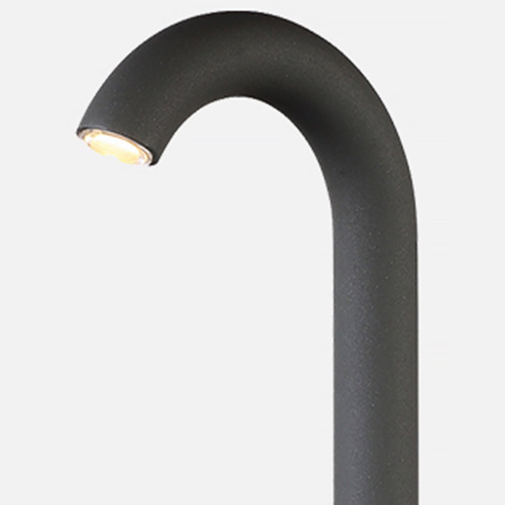 Curved Arch Outdoor Bollard Light — Die-Cast Aluminum, Black, LED 3000K, IP65, Hardwired, 16"