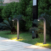 Curved Arch Outdoor Bollard Light — Die-Cast Aluminum, Black, LED 3000K, IP65, Hardwired, 16"