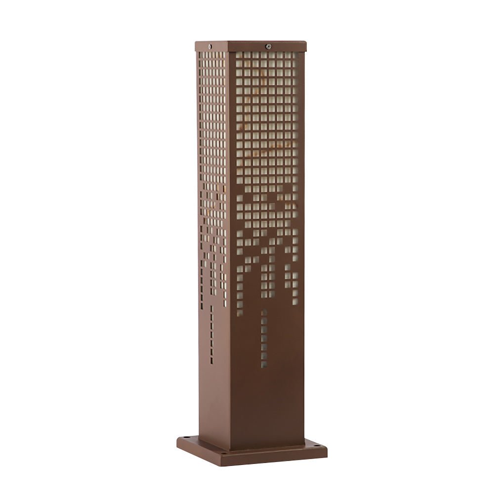 Cube-Form Outdoor Bollard Light — Stainless Steel with Imitation Marble Finish, E27, IP54, 23.62" H