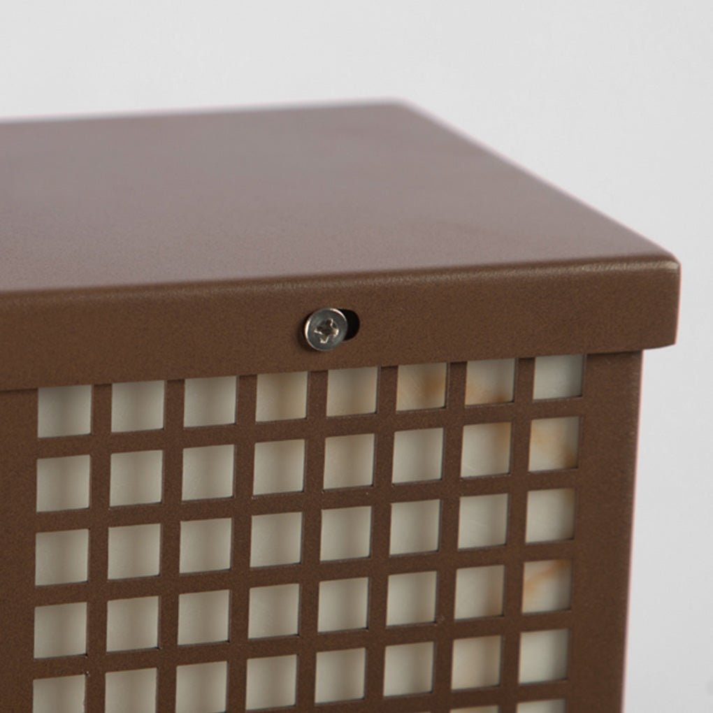 Cube-Form Outdoor Bollard Light — Stainless Steel with Imitation Marble Finish, E27, IP54, 23.62" H