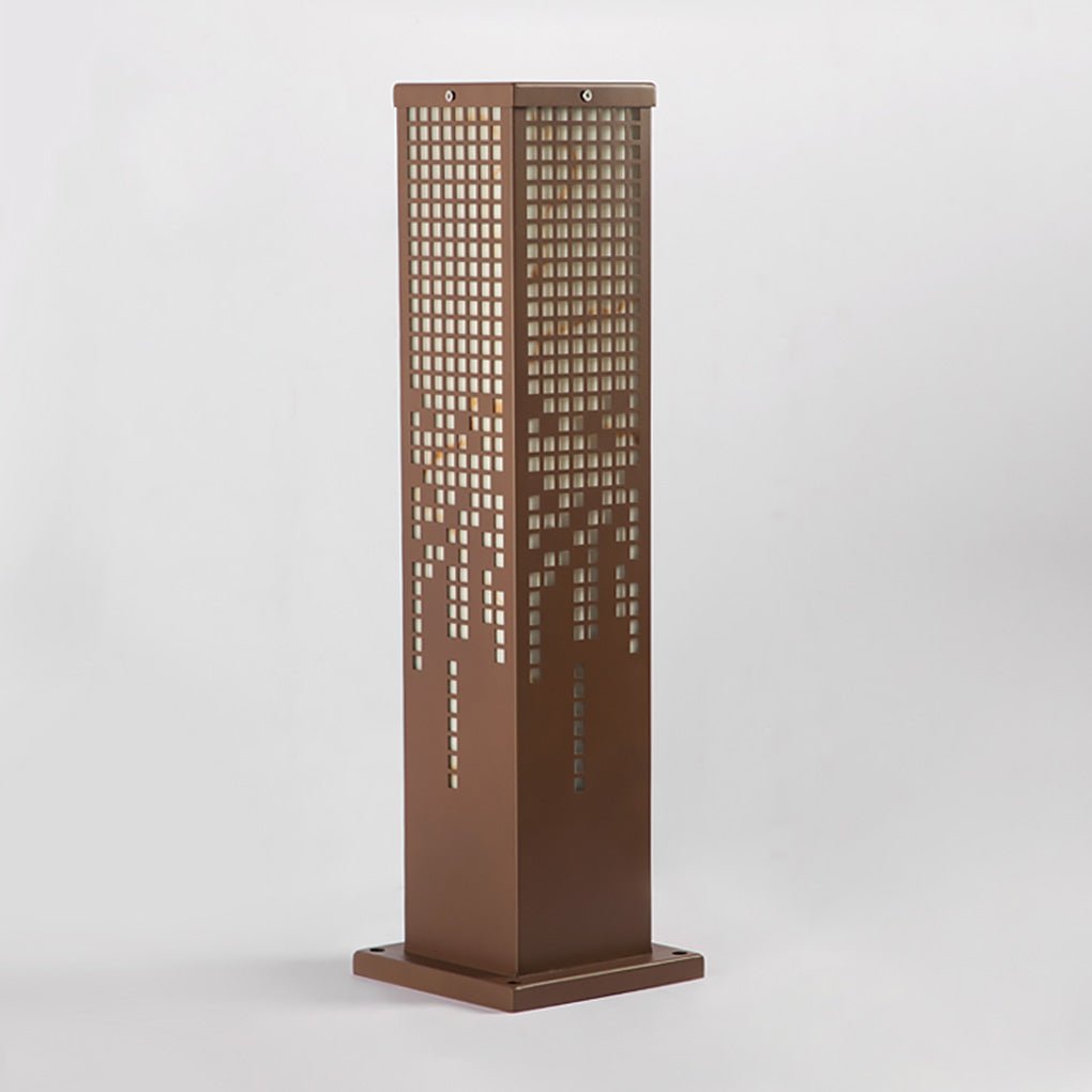 Cube-Form Outdoor Bollard Light — Stainless Steel with Imitation Marble Finish, E27, IP54, 23.62" H