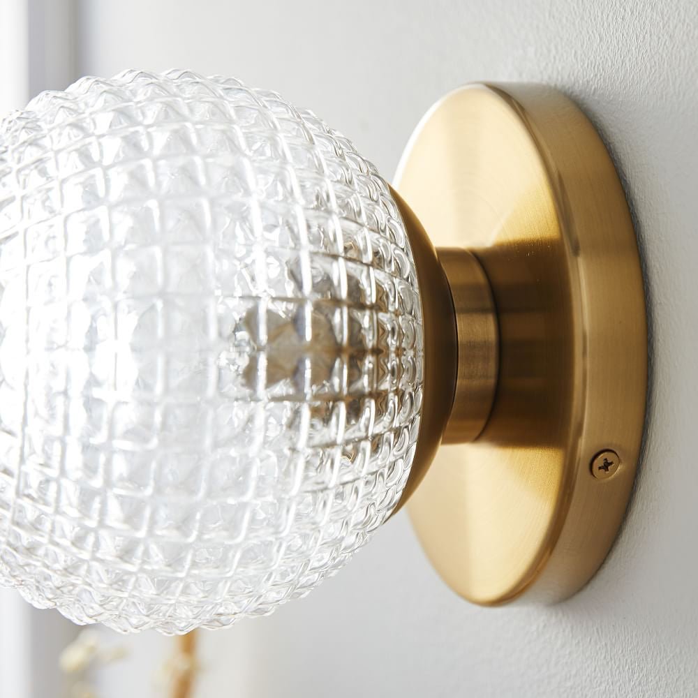 Glass Ball Wall Sconce — Copper Finish, Three-Step Dimming LED, E27, 5.9" × 7.1"