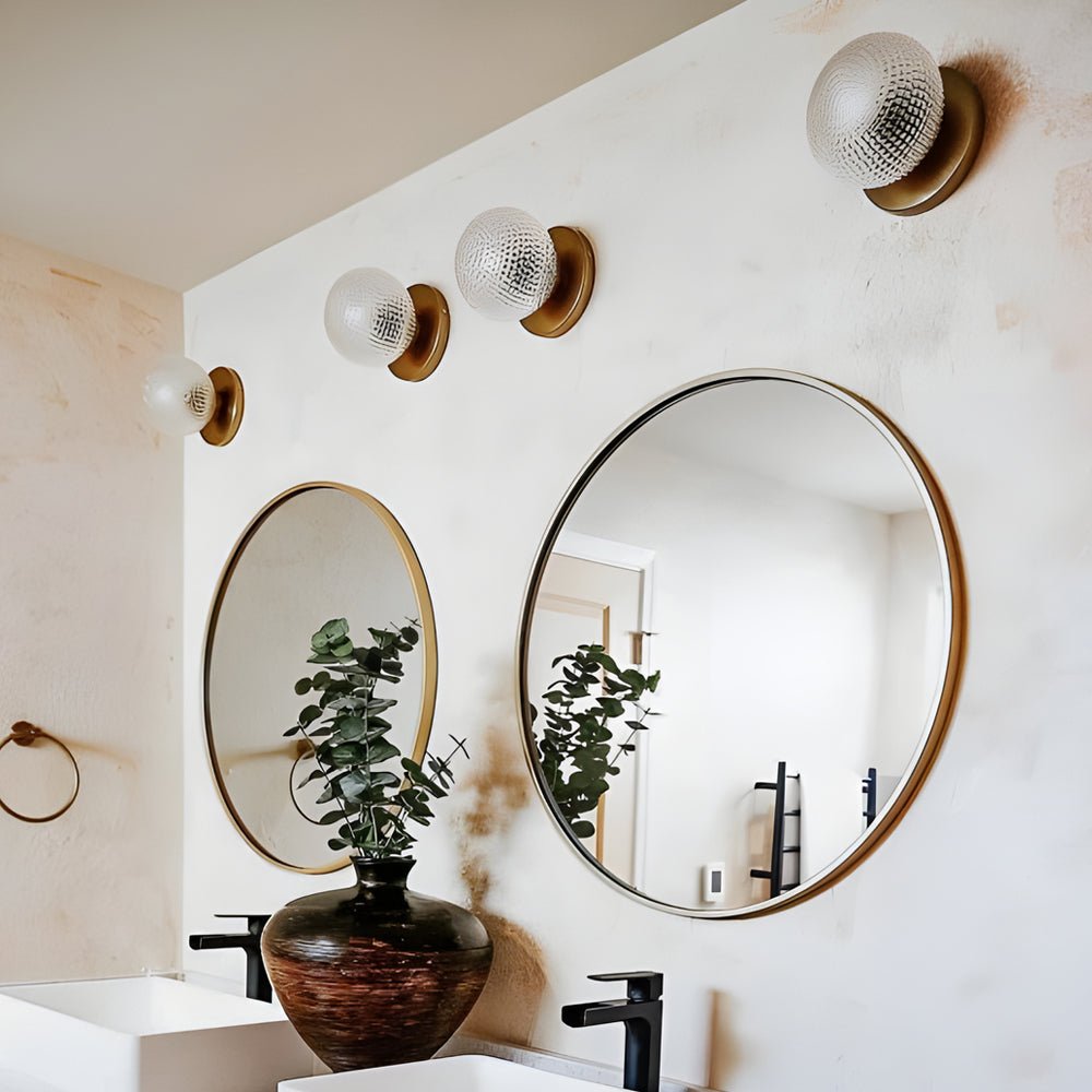 Glass Ball Wall Sconce — Copper Finish, Three-Step Dimming LED, E27, 5.9" × 7.1"