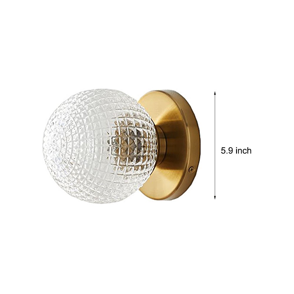 Glass Ball Wall Sconce — Copper Finish, Three-Step Dimming LED, E27, 5.9" × 7.1"