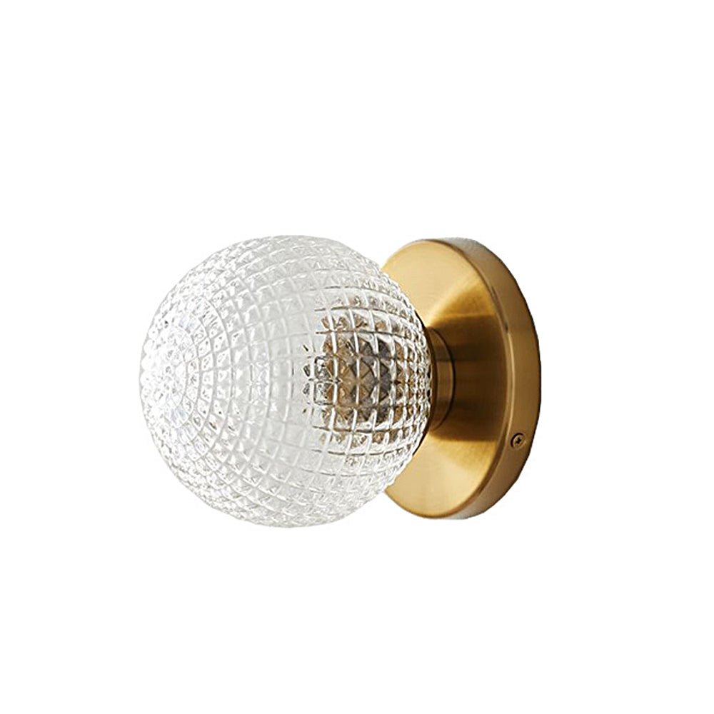 Glass Ball Wall Sconce — Copper Finish, Three-Step Dimming LED, E27, 5.9" × 7.1"
