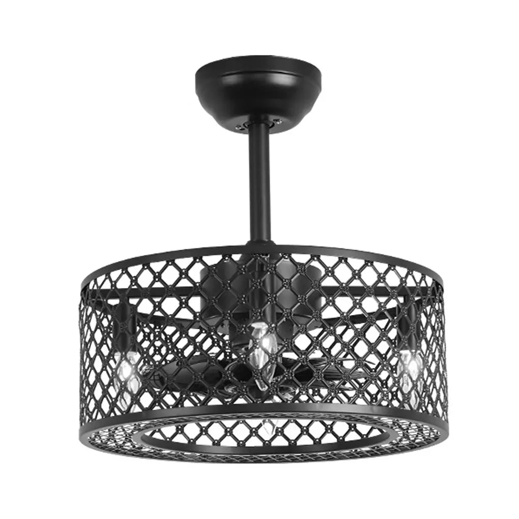 Unique Iron Ceiling Fan Light in Retro Industrial Style with Remote Control Luxe