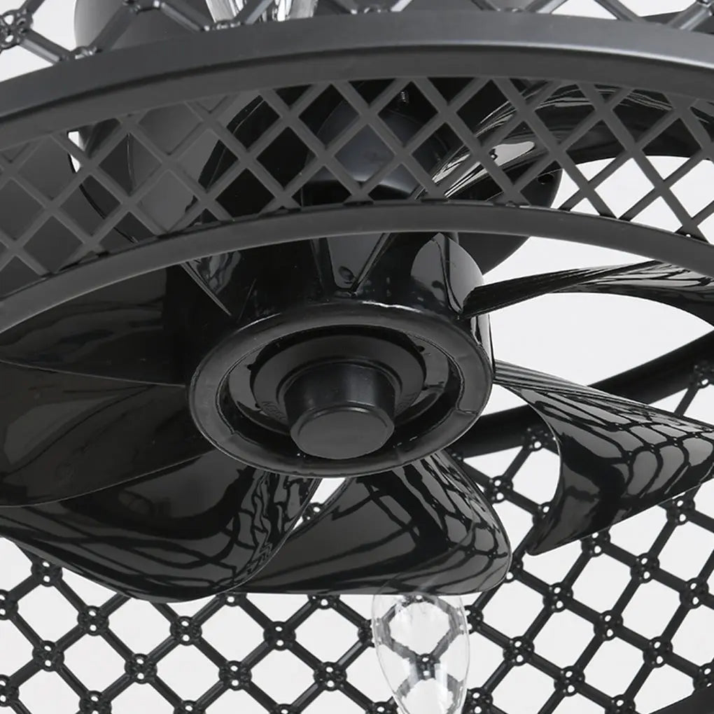 Unique Iron Ceiling Fan Light in Retro Industrial Style with Remote Control Luxe