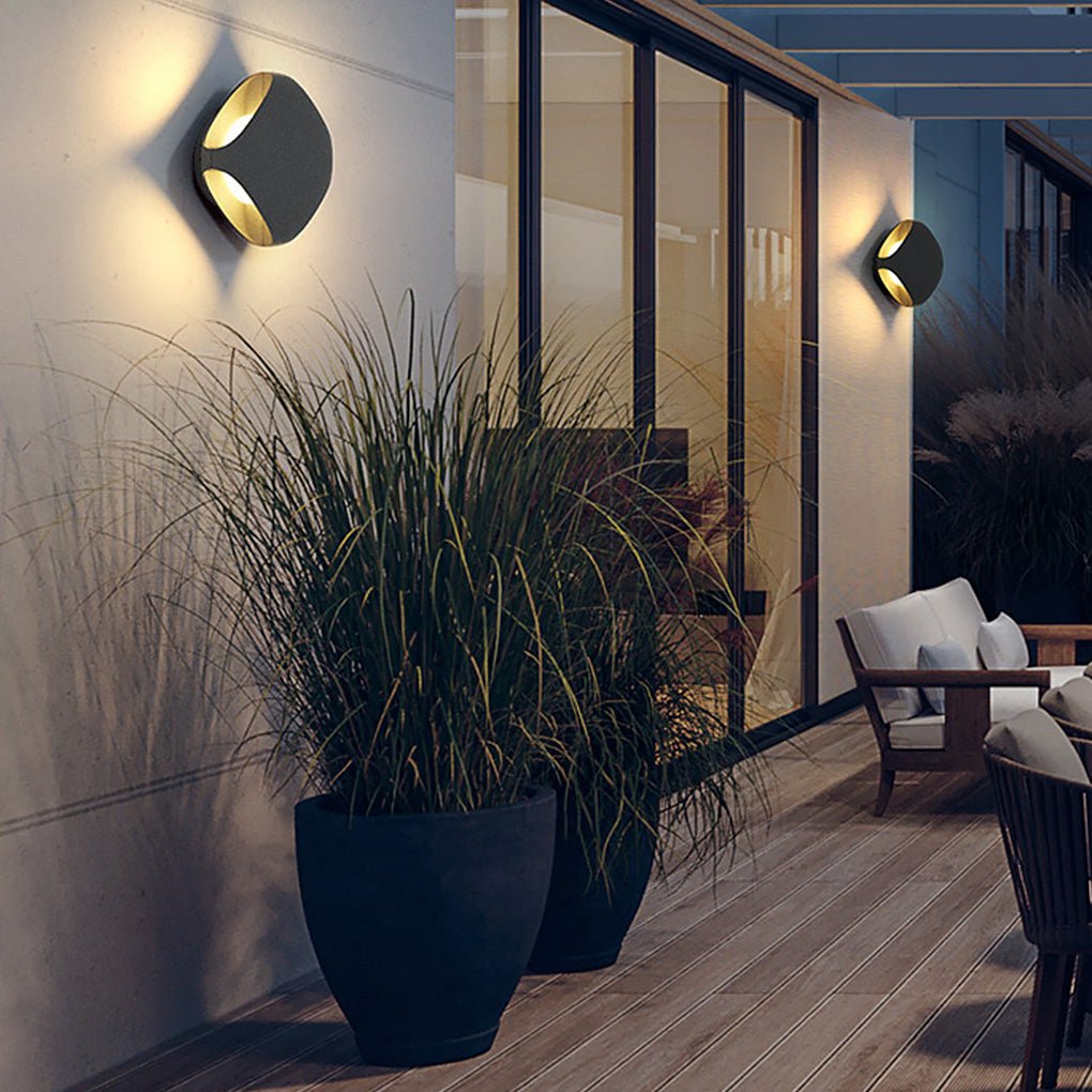 Modern Black Square Outdoor Wall Sconce — Die-Cast Aluminum, LED, IP54 Waterproof, Four-Sided Illumination