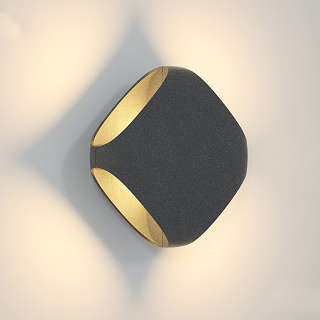 Modern Black Square Outdoor Wall Sconce — Die-Cast Aluminum, LED, IP54 Waterproof, Four-Sided Illumination