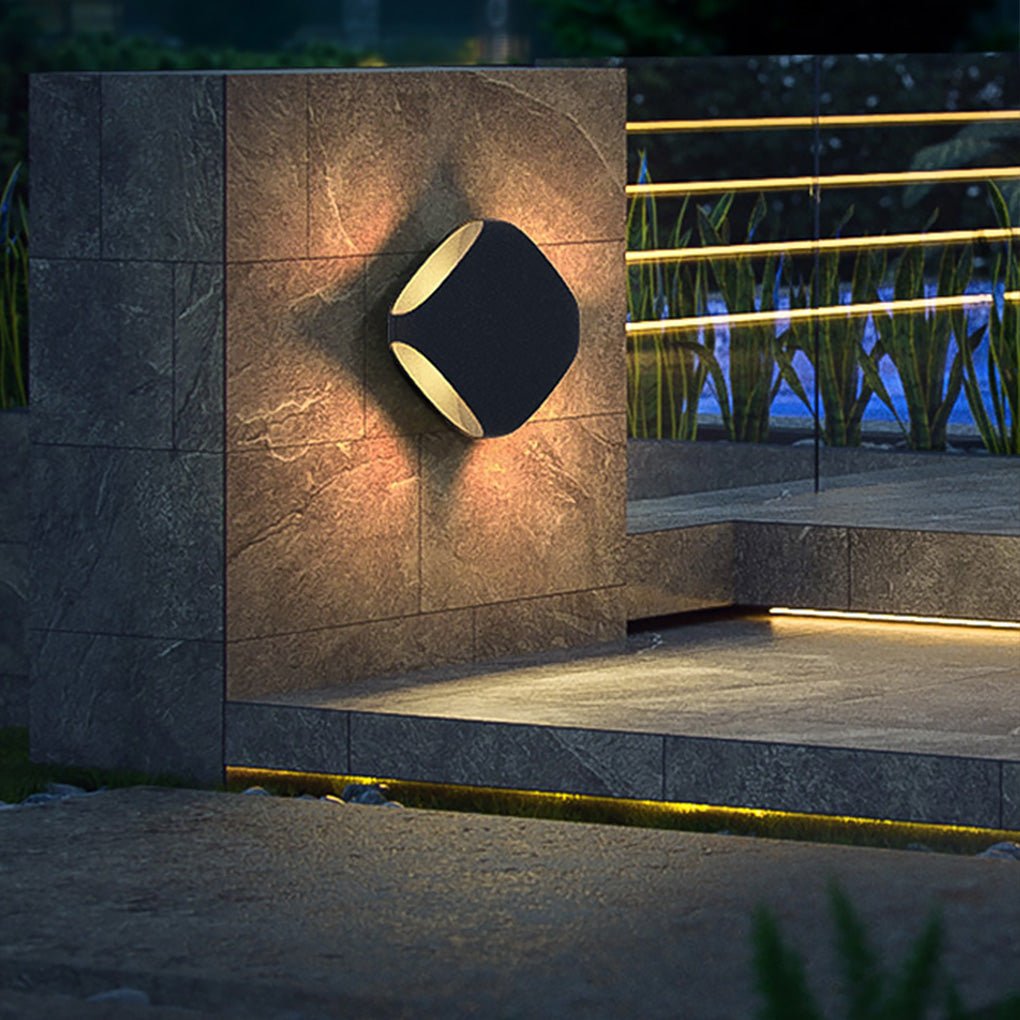 Modern Black Square Outdoor Wall Sconce — Die-Cast Aluminum, LED, IP54 Waterproof, Four-Sided Illumination