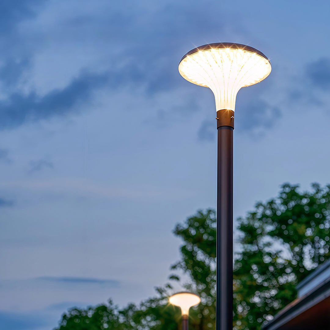 High-Pole Outdoor Street Light — Black Die-Cast Aluminum, 40W LED, Solar or Hardwired, IP65, 3000K / 6000K