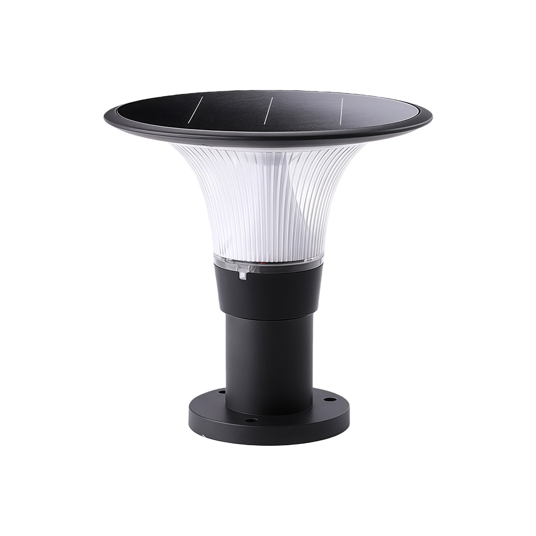 Solar Post Cap Light — Black Die-Cast Aluminum, 5W LED, Dual Color Temperature (3000K/6000K), IP65 Weatherproof