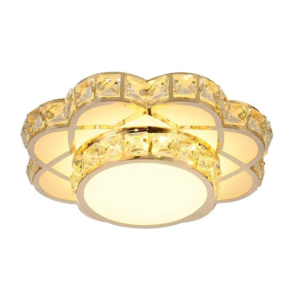 Flower-Effect Crystal Flush-Mount Ceiling Light — Metal, LED, 8" Diameter, 3000K / 6000K / RGB