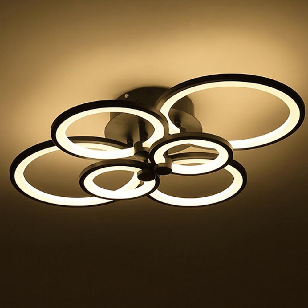Multi-Ring Flush-Mount Ceiling Light — Metal and Acrylic, Dimmable LED, 3000K–6000K, 31" Wide