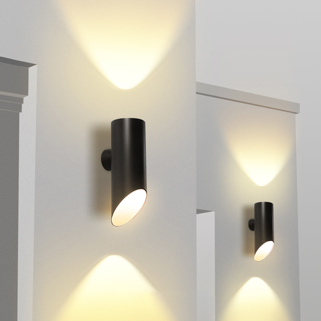 Up/Down Outdoor Wall Sconce — Black Stainless Steel, Clear Glass, 12W LED, IP65 Weatherproof