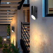 Up/Down Outdoor Wall Sconce — Black Stainless Steel, Clear Glass, 12W LED, IP65 Weatherproof