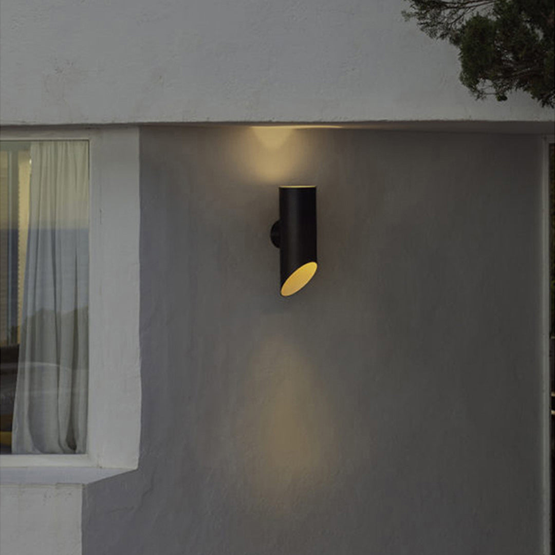 Up/Down Outdoor Wall Sconce — Black Stainless Steel, Clear Glass, 12W LED, IP65 Weatherproof