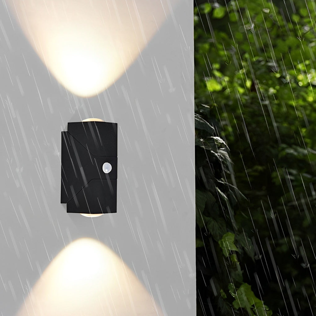 Adjustable Up/Down Outdoor Wall Sconce — Black Aluminum, COB 4000K, IP65, 1- or 2-Light, Optional Motion Sensor