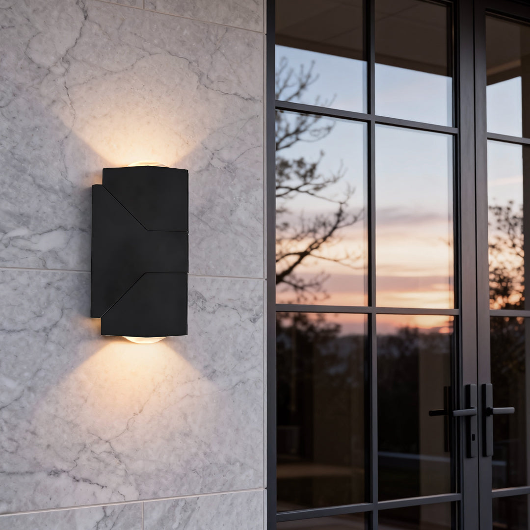Adjustable Up/Down Outdoor Wall Sconce — Black Aluminum, COB 4000K, IP65, 1- or 2-Light, Optional Motion Sensor