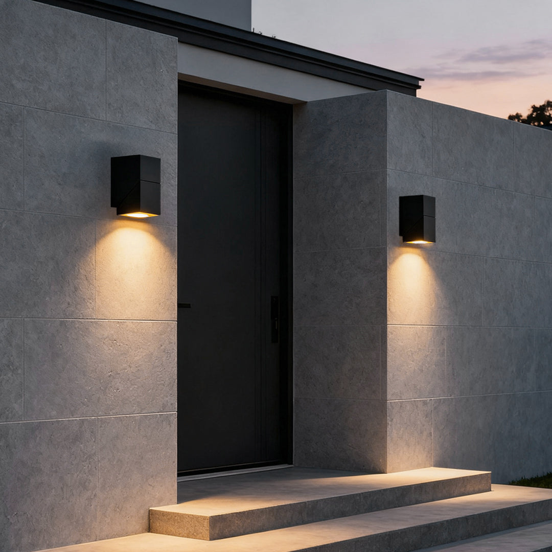 Adjustable Up/Down Outdoor Wall Sconce — Black Aluminum, COB 4000K, IP65, 1- or 2-Light, Optional Motion Sensor