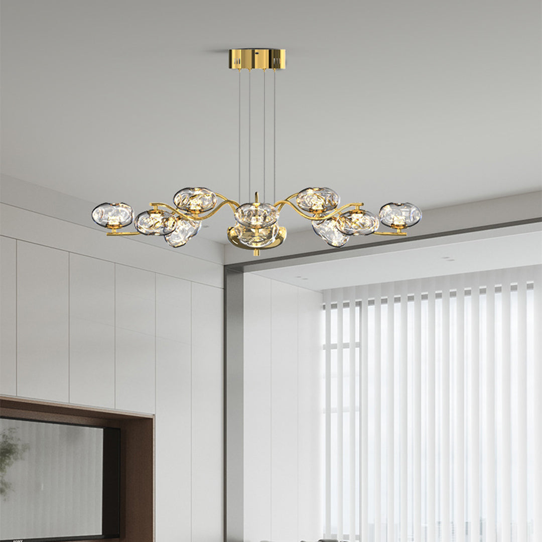 Magic Bean Modern LED Chandelier — Nanoclear Glass, 9- or 16-Light, Three-Color Dimming, Ra≥97 Full Spectrum, Black or Copper