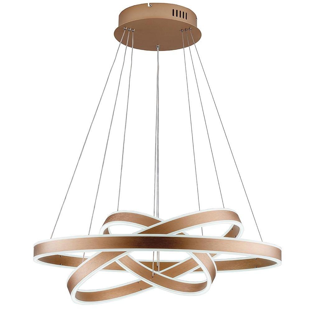 Triple-Ring Chandelier — Aluminum, Gold Finish, LED 142W, 3000K–6000K, 59" Adjustable Chain