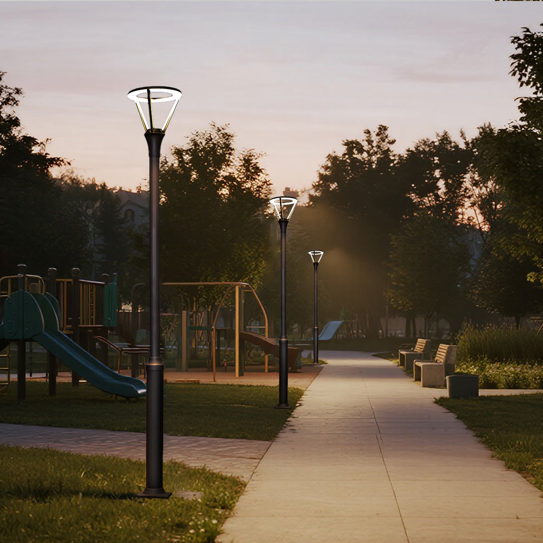Modern Minimalist Outdoor Post Light — Black Aluminum, 48W OSRAM LED, 3000K, IP65, 3-Meter Pole