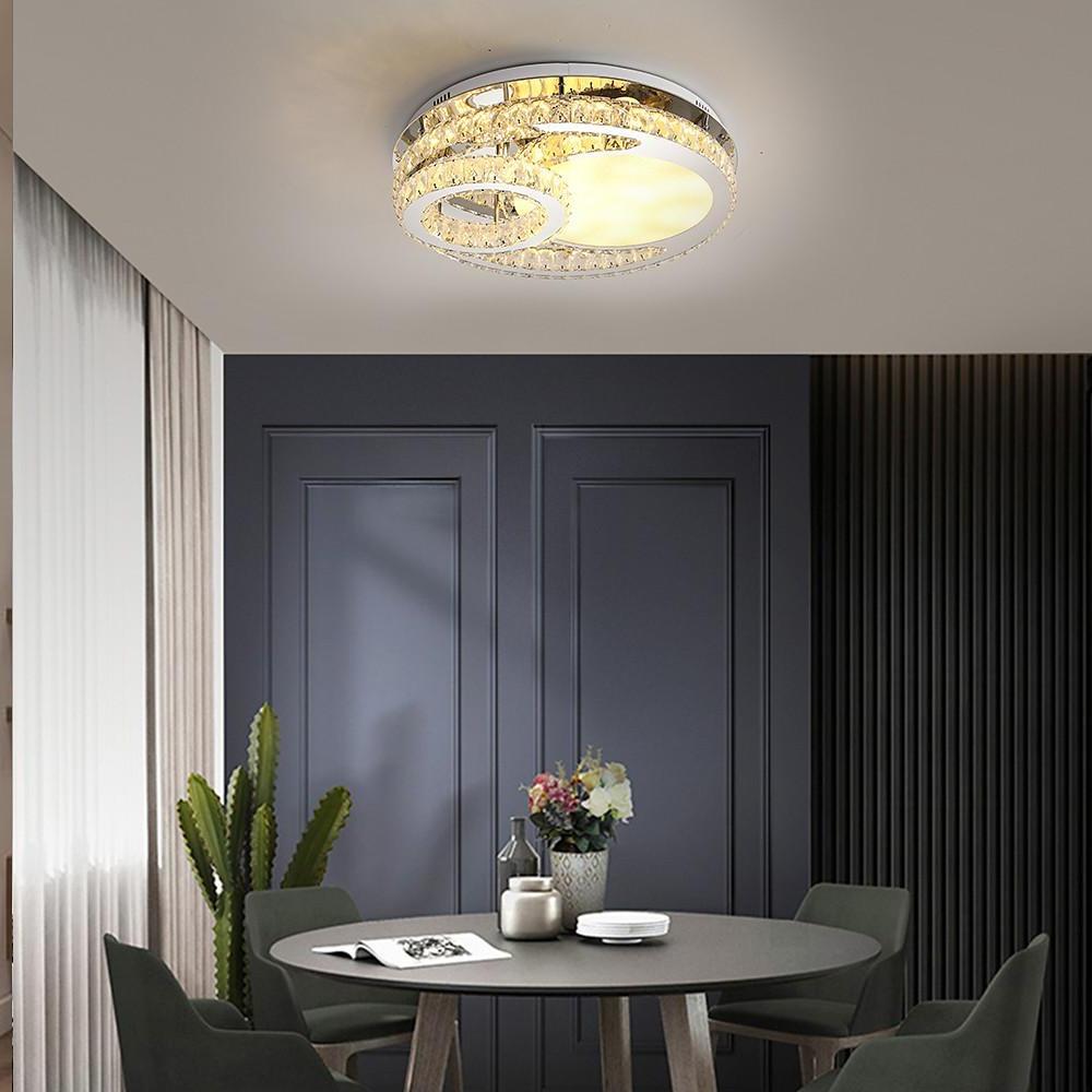 Overlapping Circles Crystal Flush-Mount Ceiling Light — Stainless Steel, LED, 20" Diameter