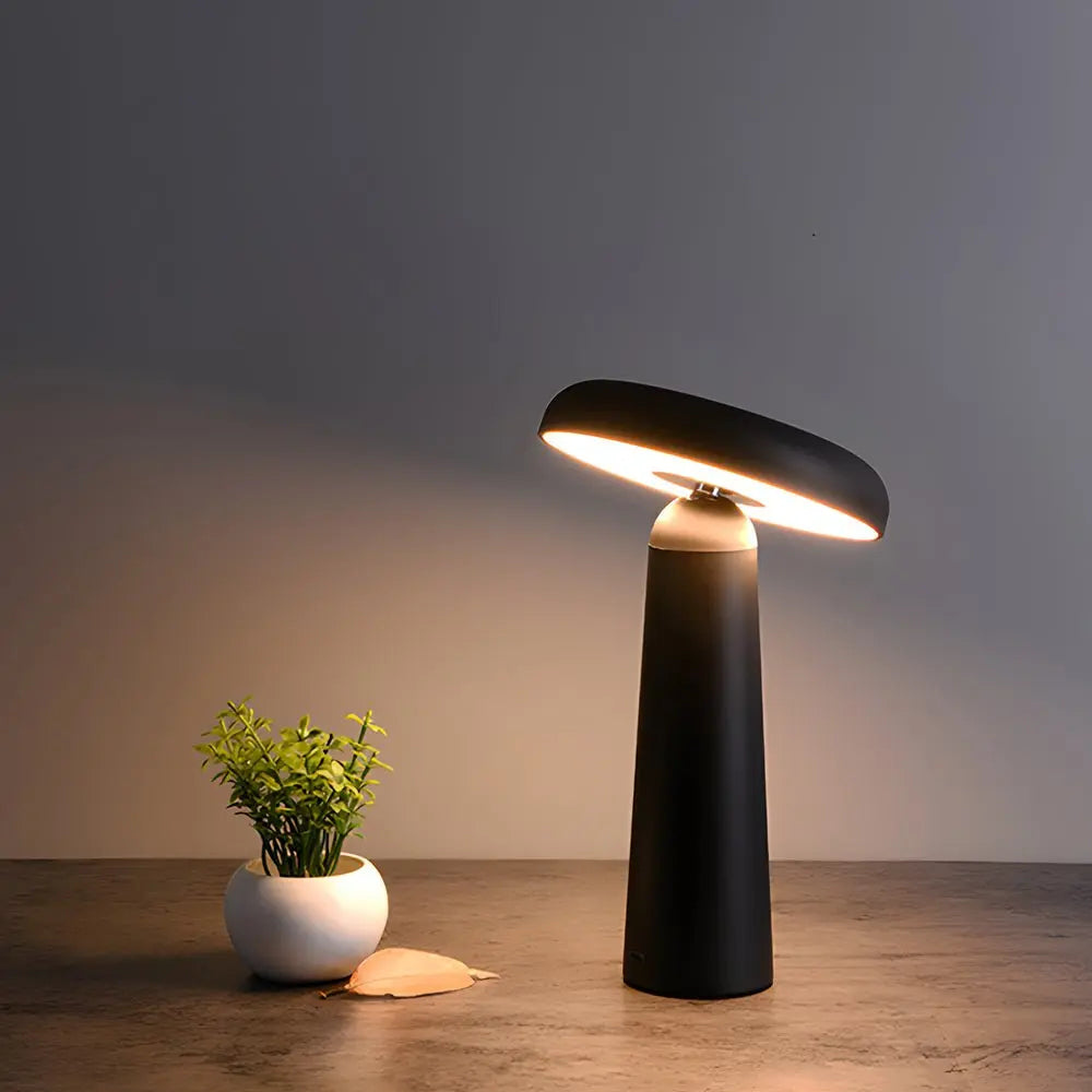 USB Rechargeable Touch Dimmable Table Lamp with Tiltable Mushroom Design Luxe