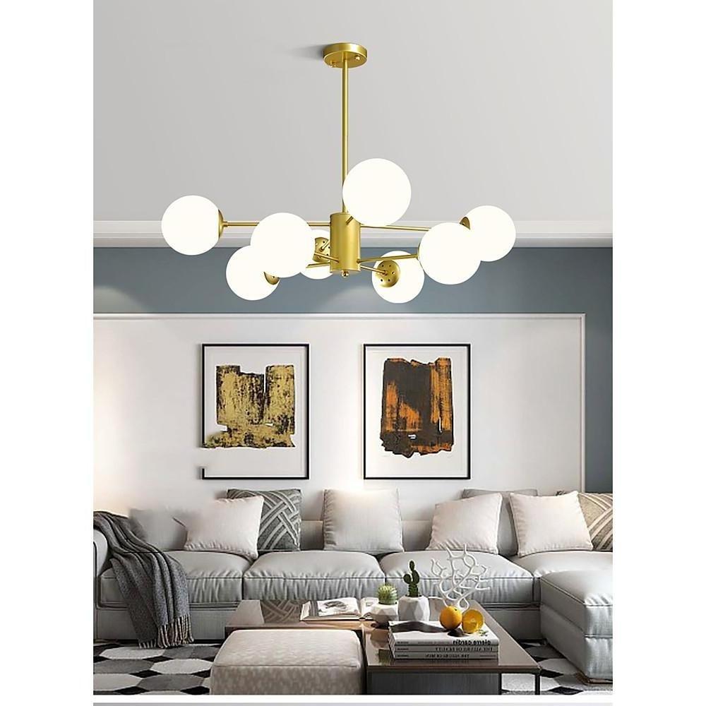 Globe Cluster Chandelier — Metal and Glass, LED, 6/8/12/16-Light, E26/E27, 110–120V
