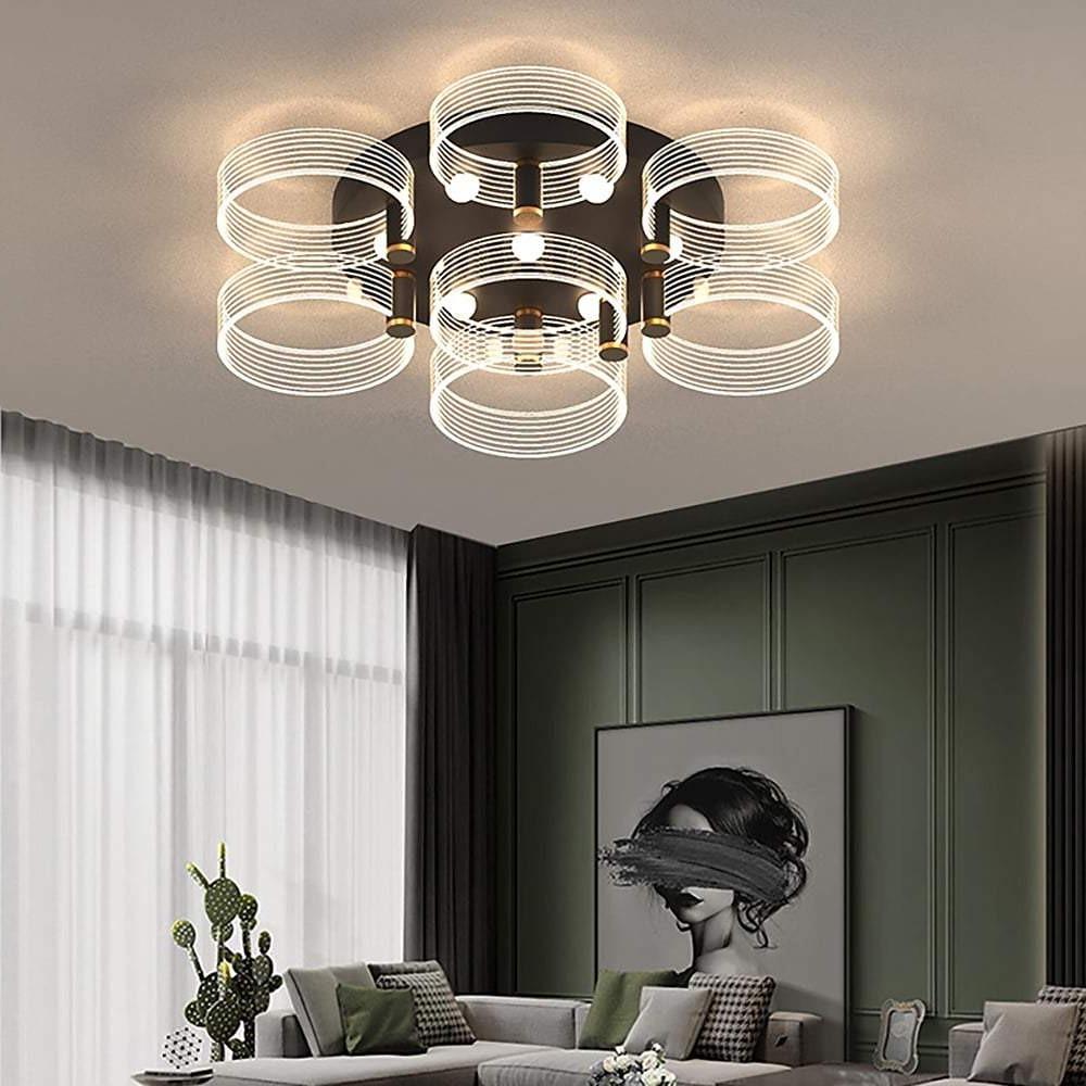 Modernist Circles LED Flush-Mount Ceiling Light — Metal, 3/5/7/12-Light, 20"–31", Warm White or Daylight