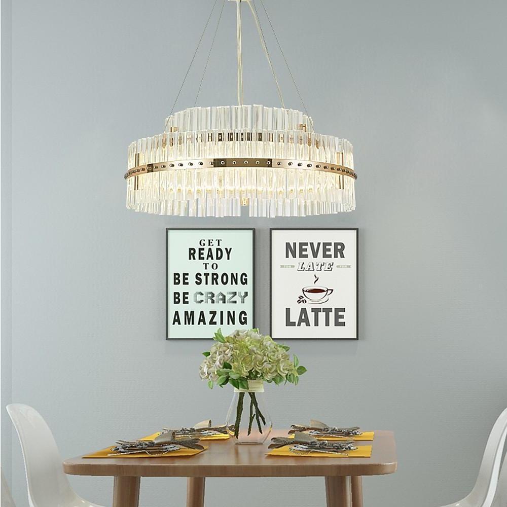 Modern Luxury Gold LED Crystal Chandelier with Dozens of Crystals