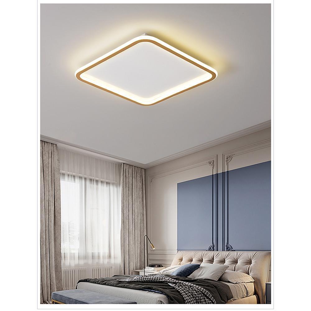 Minimalist Dimmable LED Flush-Mount Ceiling Light — Metal and Acrylic, Square or Circular, Remote Control, 20"